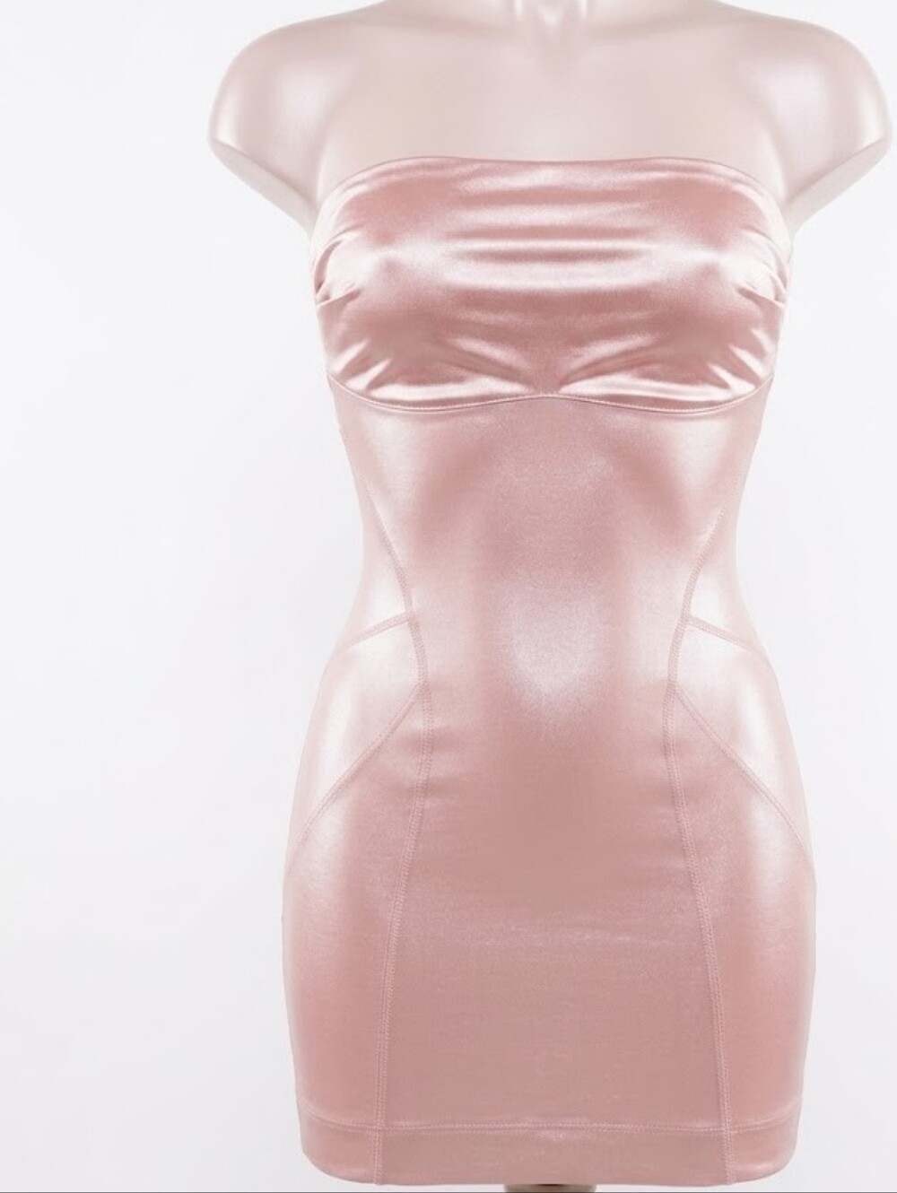 SPANX Strapless Satin Shaping Mini Under Dress in Rose Blush